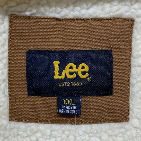 XXL Lee Men's Zip-Up Sherpa Lined Duck Canvas Workwear Vest Tobacco - Picture 2 of 9
